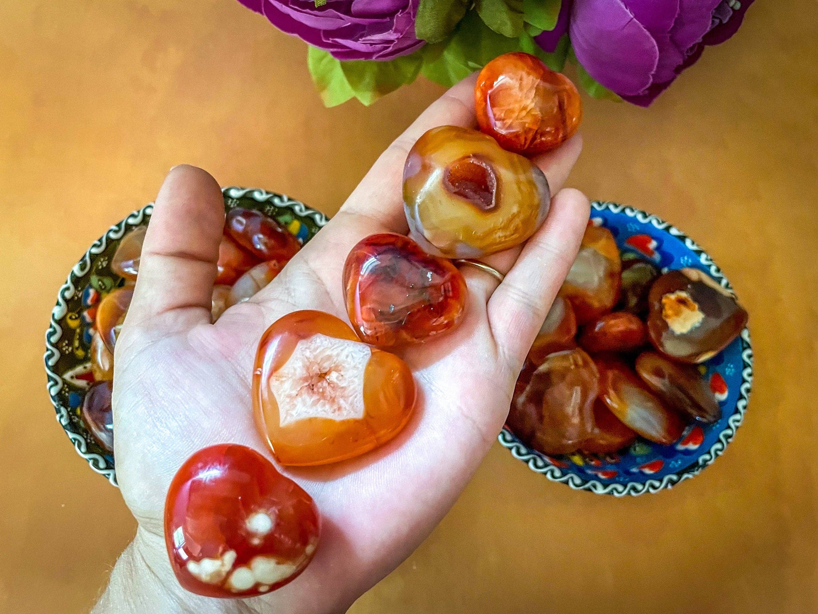 Mandala Gems - Wholesale Spiritual Stone/Crystal - Pocket Sized Carnelian Hearts1