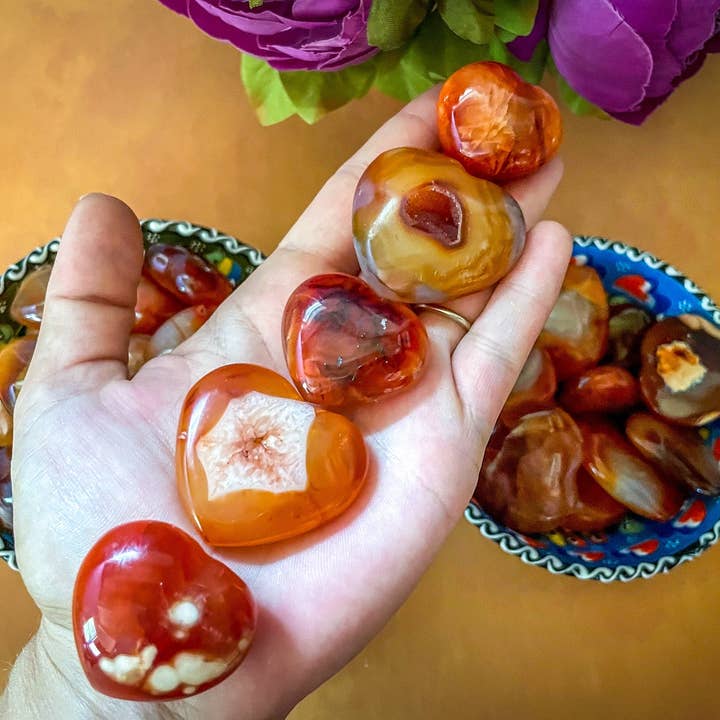 Mandala Gems - Wholesale Spiritual Stone/Crystal - Pocket Sized Carnelian Hearts1