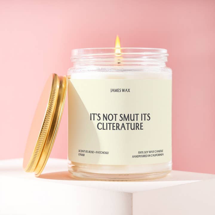 James Wax - Wholesale Jar/Filled Candle - Feminist Gift It's Not Smut its Cliterature Candle Feminist Gifts Women's Gift For Feminists F766B