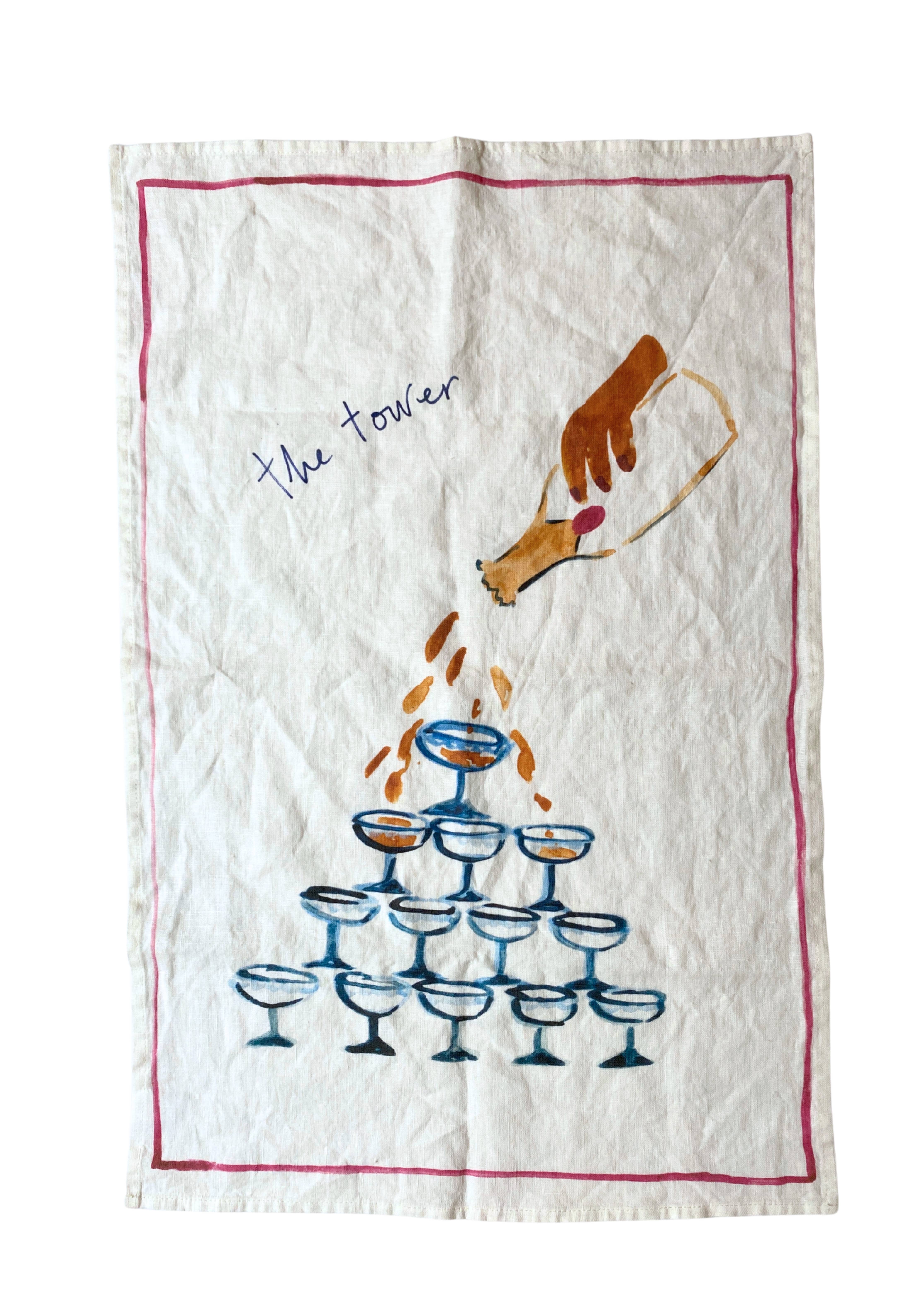 Dinette (USA Shipping) - Wholesale Tea Towel - The Tower - Linen Teatowel1