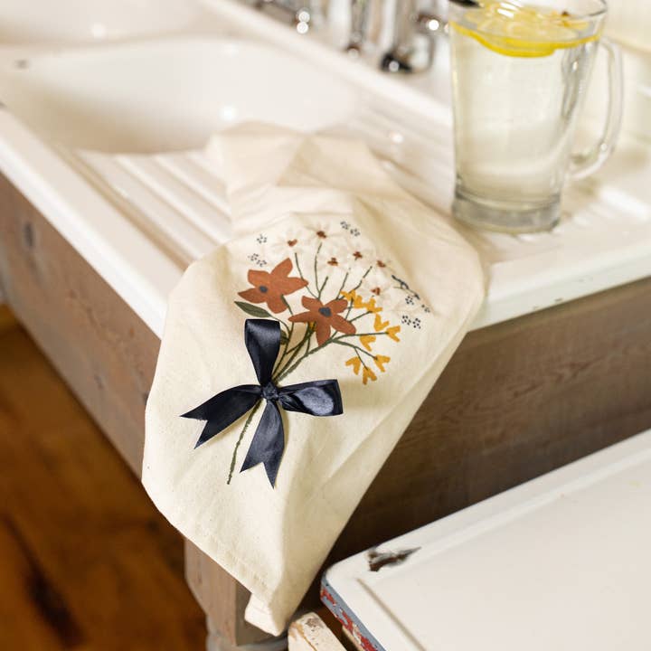 Bouquet with Ribbon Decorative Towel Multi Cotton for wholesale by Foreside Home & Garden