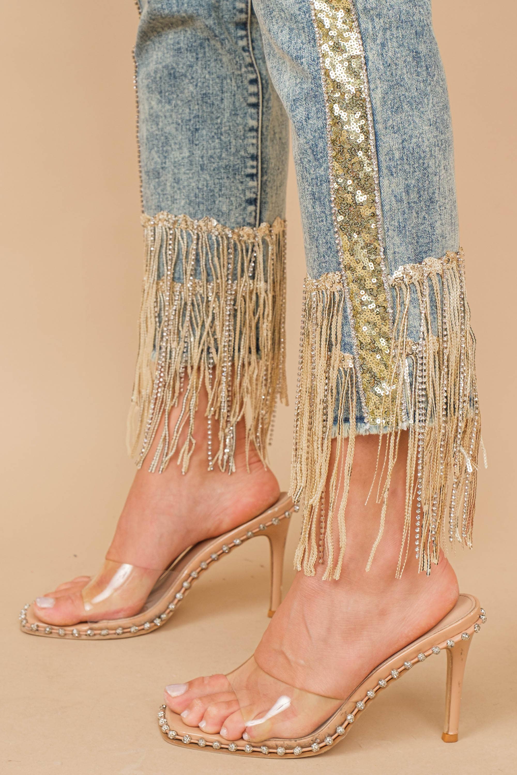 Blue B - Wholesale Jeans - Women's - 80058P - Garment Washed Side Sequin Tape Fringe Denim Jeans12