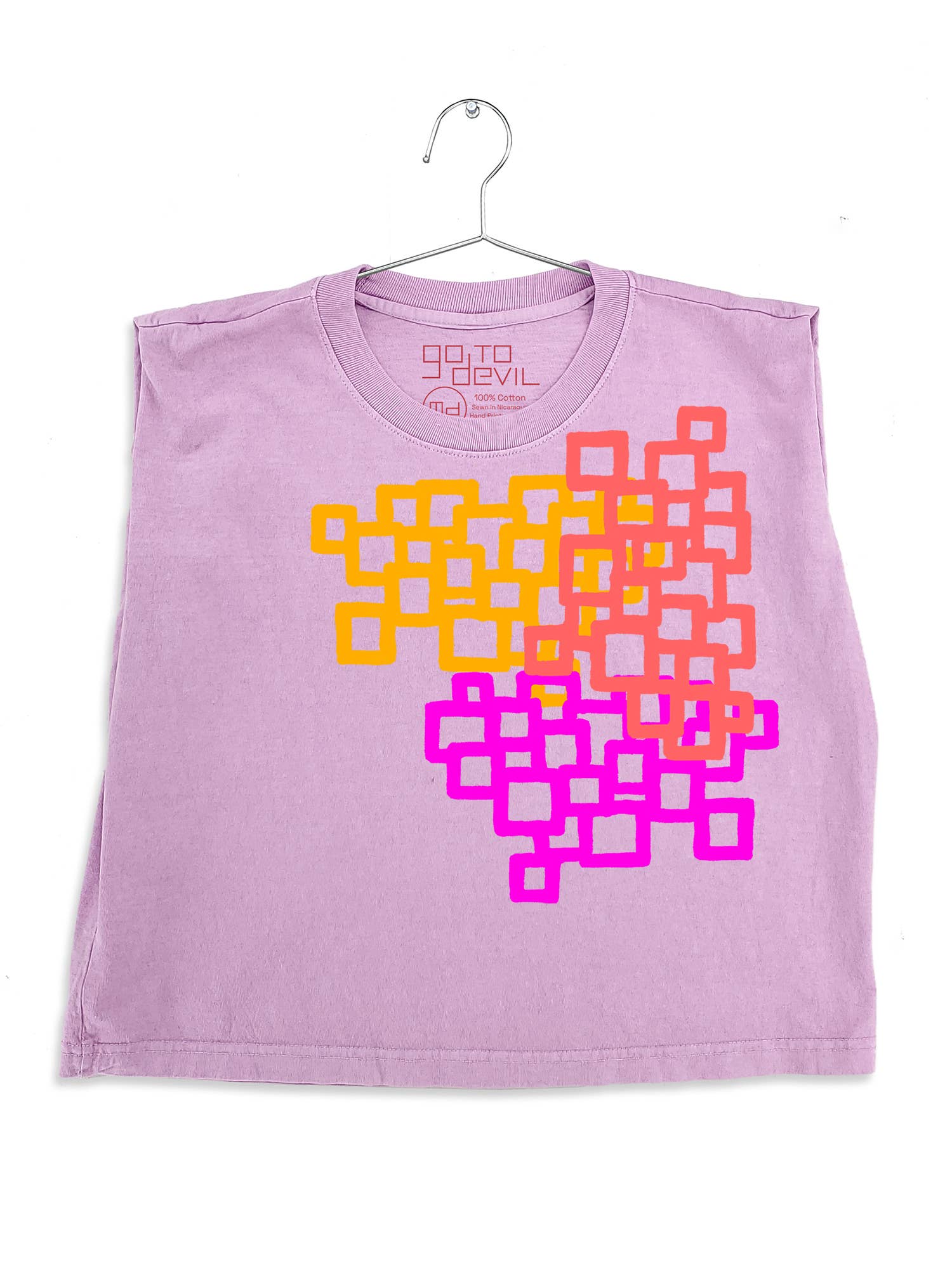 Go To Devil – T-shirt estampada - Mulher por atacado – Camisola Sem Mangas Joan Heavyweight Squares6