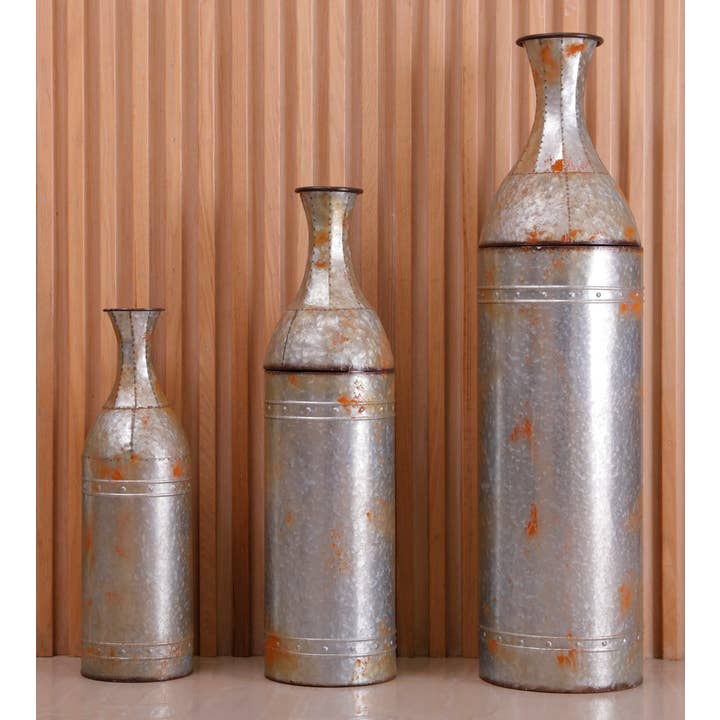 Quickway Imports - Wholesale Vase - Galvanized Metal Floor Vase Decoration3
