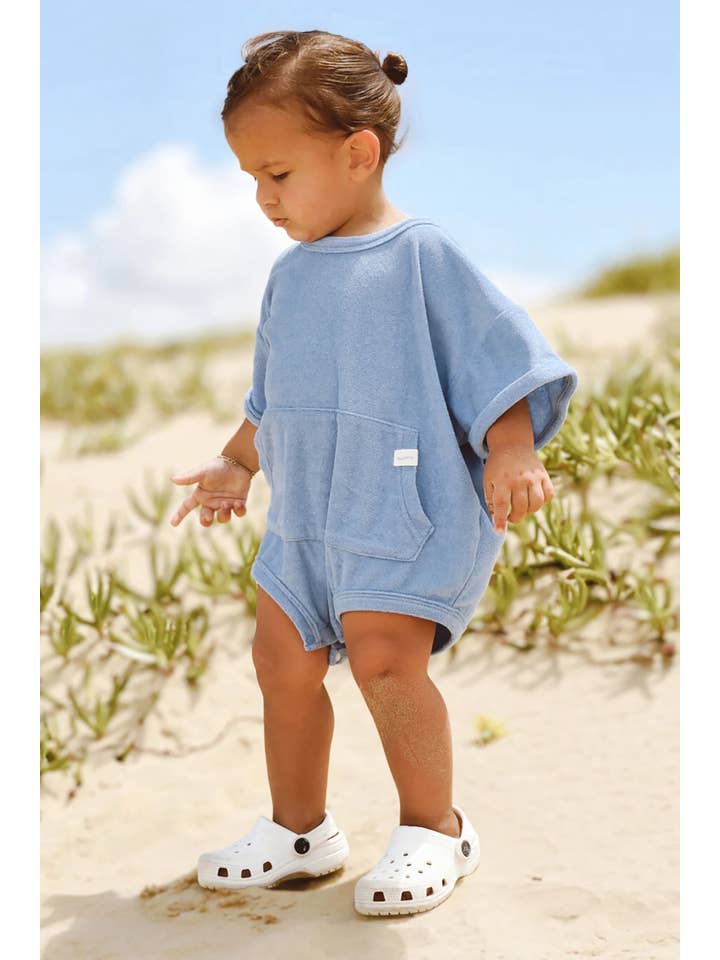 Blueberry Mini Terry Romper for wholesale on Faire2