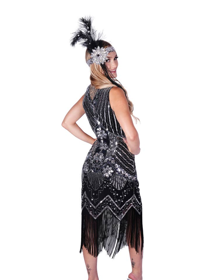 Western Fashion - Wholesale Dress - Women's - 2530 - Flapper Dress Art Deco - Silver Ab