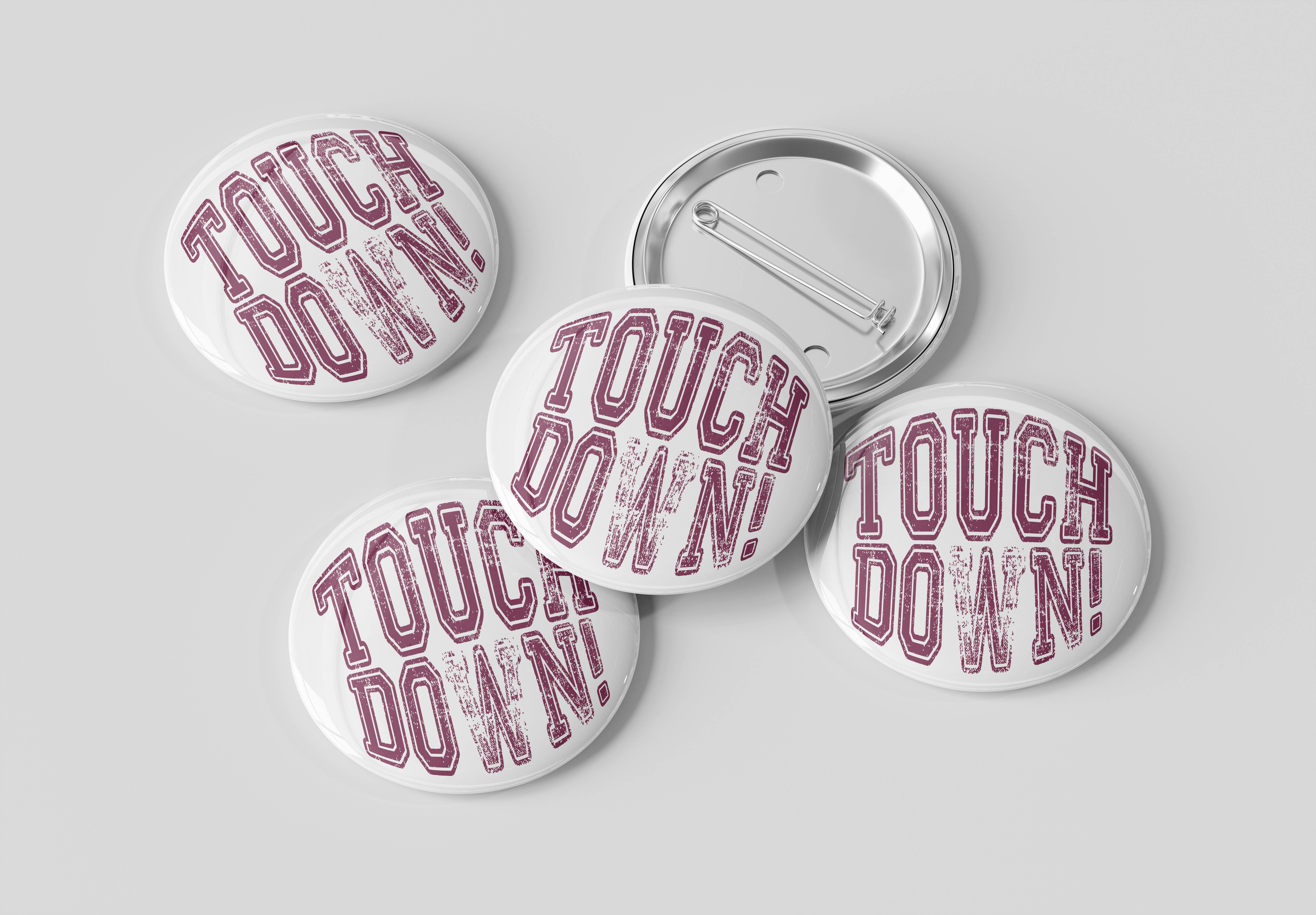 Cute As A Button - Wholesale Lapel Pin/Button - Maroon Touchdown Gameday Button1