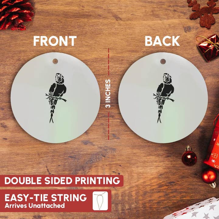 3dRose – wholesale Ornament – 3dRose, Cute Parrot Cut-Out Stencil-Style, Ornament2