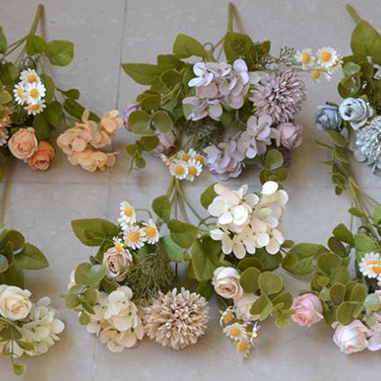 Sweet Home Deco - Wholesale Artificial Flowers - 12''T Silk Mixed Floral Bouquet, Rose/Hyrangeas/Mums/Daisies9