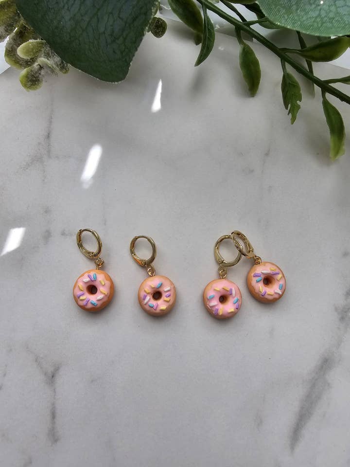 Donut huggies earrings for wholesale by Beckys Creations