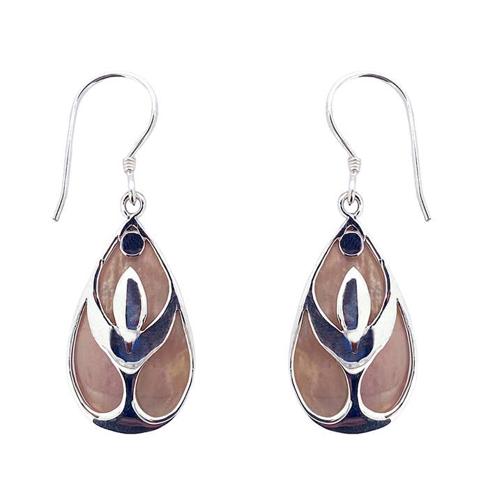 (378ATAN) Tan Mother Of Pearl Silver Earrings for wholesale by Vera Wolf