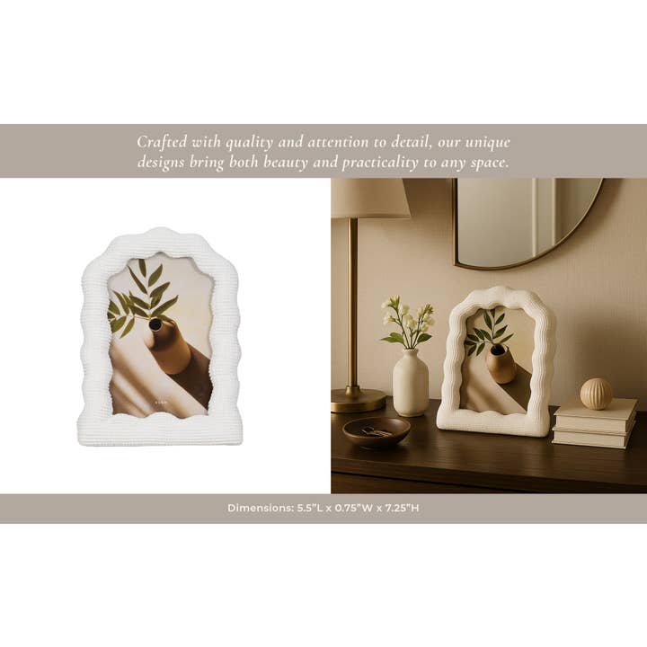 White Photo Frame - Resin with Decorative Wavy Arch for wholesale on Faire10