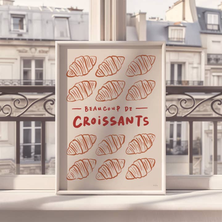Rio Soléy - Wholesale Art Print - “Beaucoup de Croissants” French Café Print - Croissant Wall Art1