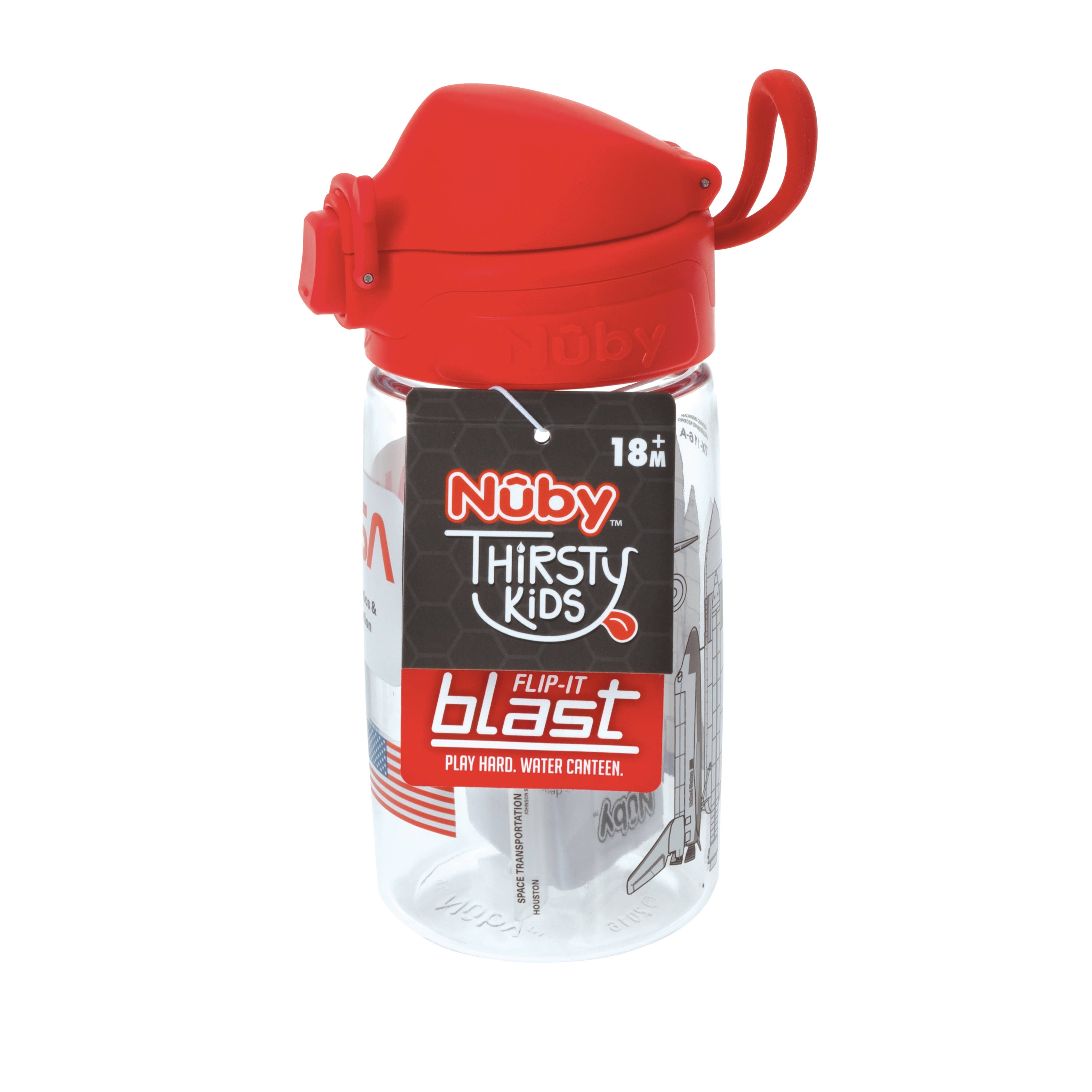Nuby - Wholesale Drinking Glass/Cup - Kids & Baby - 14oz Tritan NASA Blast Flip-it Cup with Soft Spout0