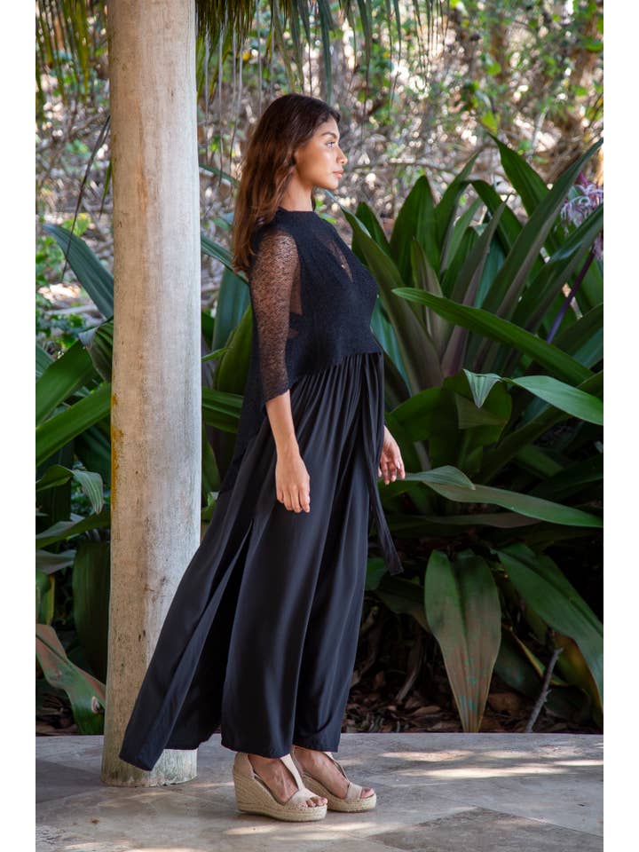 Bali Prema - Vente Cache-maillot – femme - Châle poncho de plage léger en tricot avec motif boho, noir5