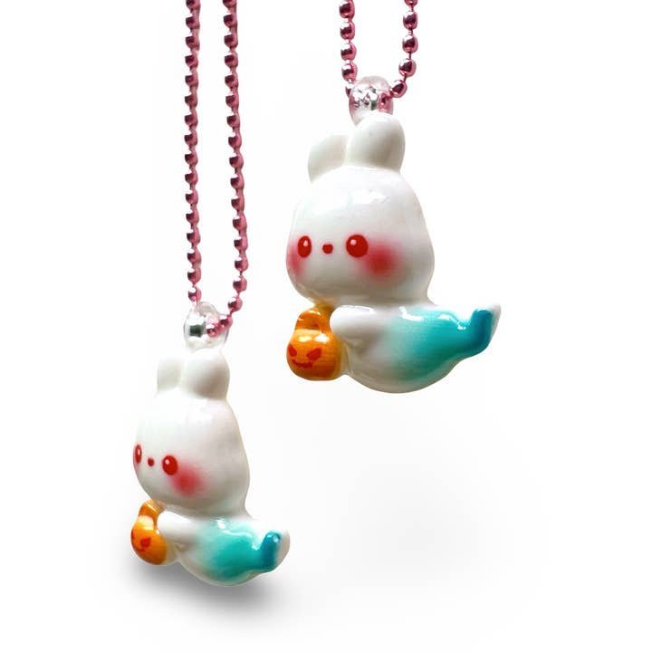 Pop Cutie Accessories & Gifts - Wholesale Kids Necklace - Kids - Halloween Bunny Ghost Necklace I Handmade I Kawaii I Gift 👻3