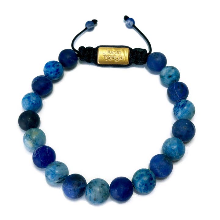 Sodalite bleu foncé et agate folle bleu ciel clair 8 mm pour la vente par Luna Ligaya