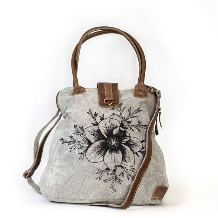 Pasque Flower Recycled Canvas Carryall for wholesale by TAKENYA