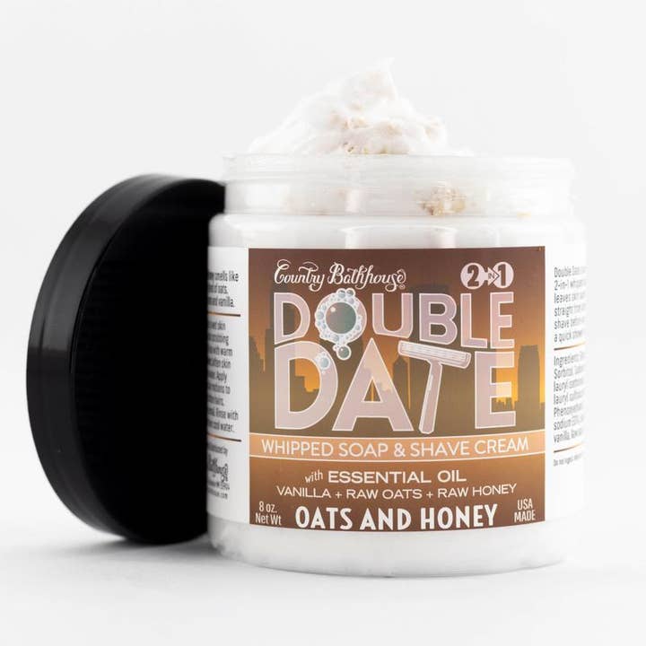 Sapone montato Double Date - Avena e miele per la vendita all'ingrosso da parte di Country Bathhouse