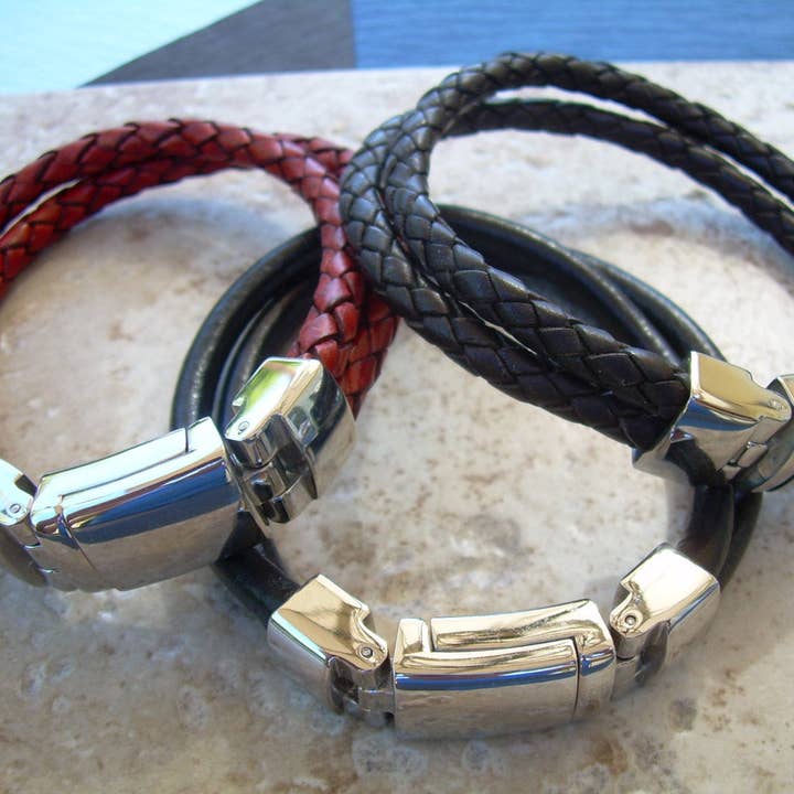 Urban Survival Gear USA - Wholesale Jewelry - Men's - Mens Bracelet, Masculine Braided Leather Bracelet for Men, Mens Jewelry, Leather Bracelet, Mens Gift, For Him, Leather Bracelet3