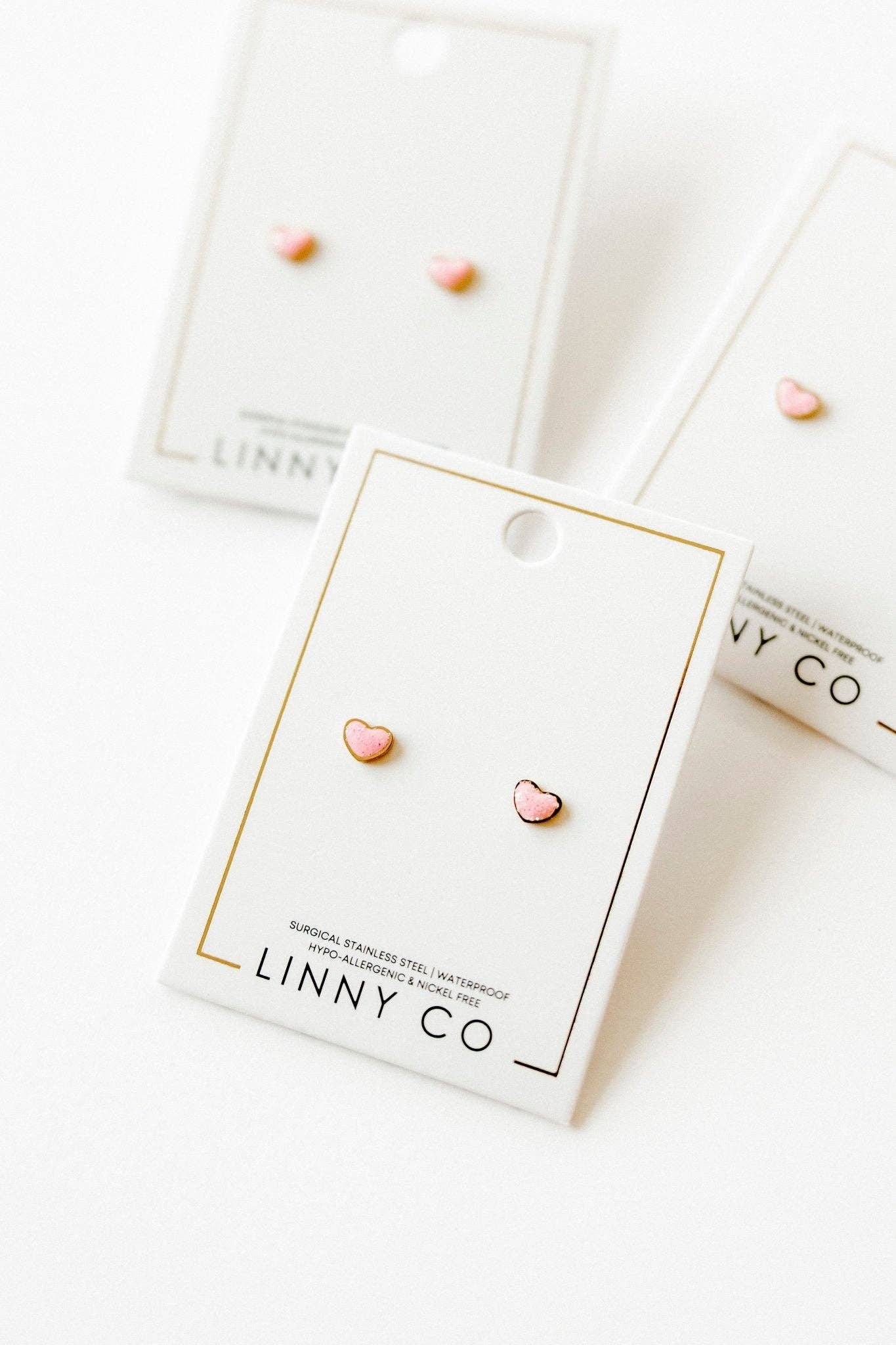 LINNY CO - Wholesale Stud/Post Earrings - Screwback Stud Earrings - Nora Heart Pink9