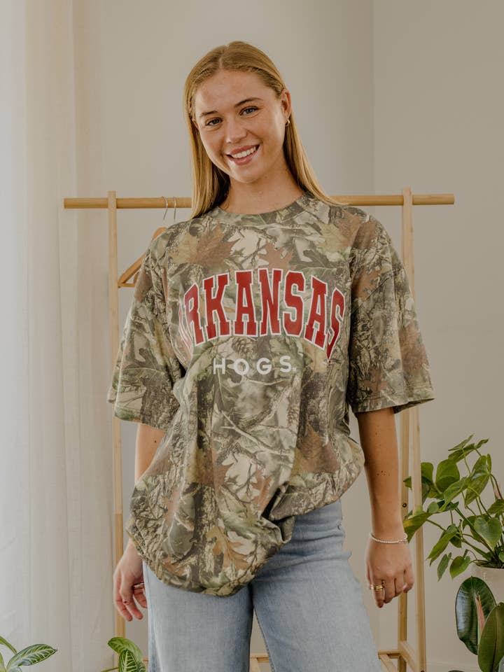 LivyLu - Wholesale Screen Printed T-Shirt - Unisex - Arkansas Razorbacks Filled Gault Camo Tee2