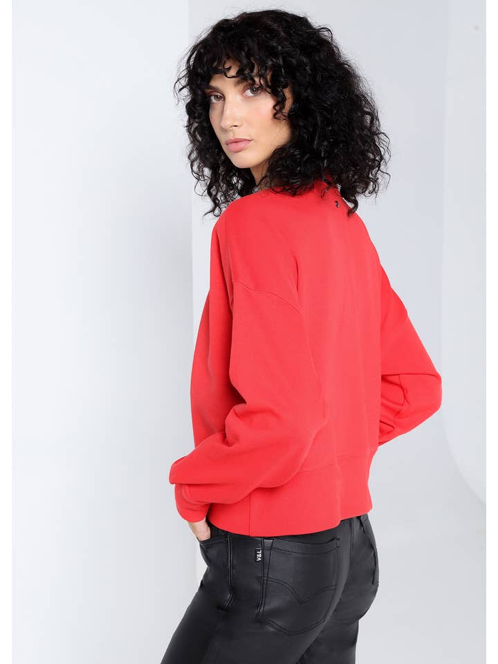 PAUSANT SHOP ONLINE - Venta al por mayor Sudadera estampada - Mujer - V&LUCCHINO - Sudadera joya lazo V&L con cuello caja
