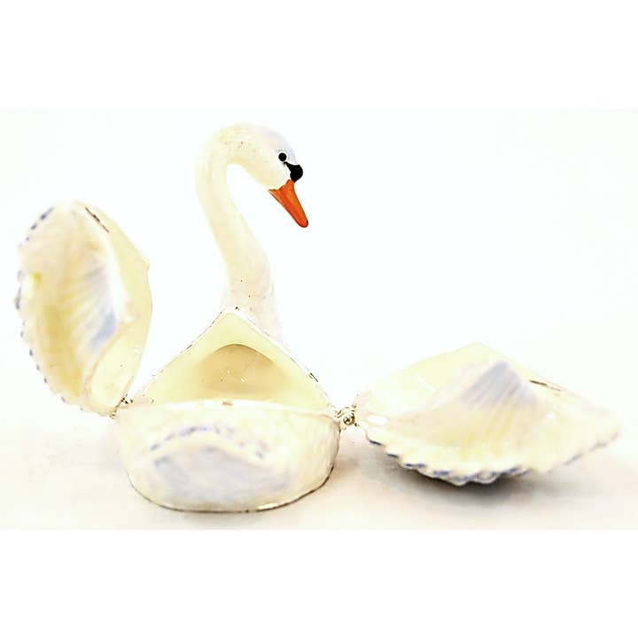 Ciel Collectables - Wholesale Jewelry Box/Organizer - Pink Swan Trinket Box. Hand Made with White & Pink Enamel11