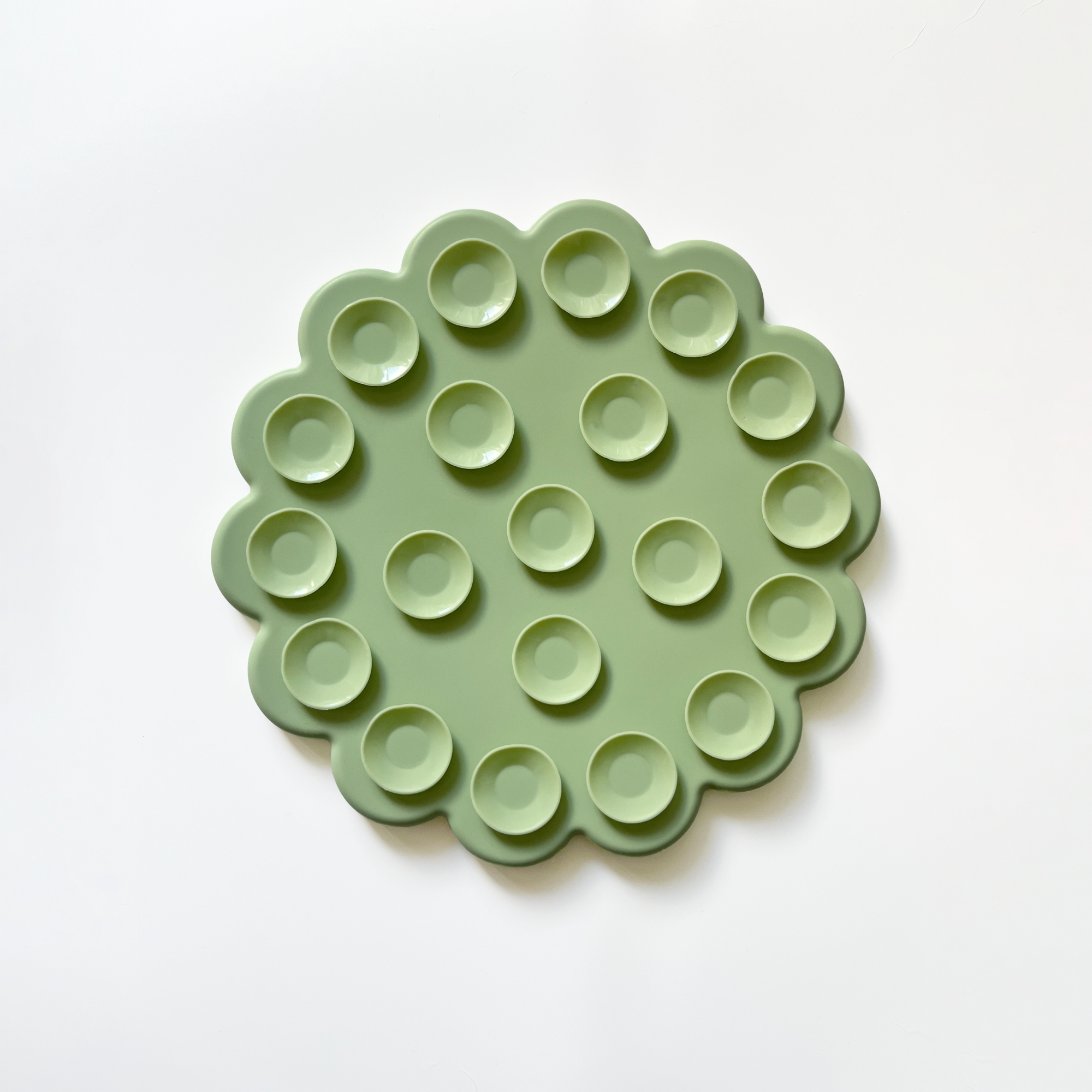 Glacier's Goodies - Wholesale Pet Food Mat - Dog - Hana Lick Mat – Floral Enrichment Mat (8”) – Sage Green3