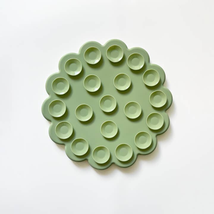 Glacier's Goodies - Wholesale Pet Food Mat - Dog - Hana Lick Mat – Floral Enrichment Mat (8”) – Sage Green3