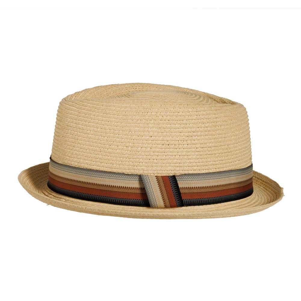 Natural Paper Braid Straw Pork Pie Hat Style Cortez for wholesale on Faire1