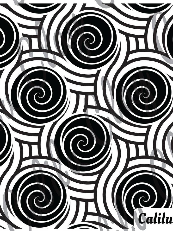 Hoja de transferencia soluble en agua de arcilla polimérica con espirales negras para venta al por mayor de CaliLu Clay Co.