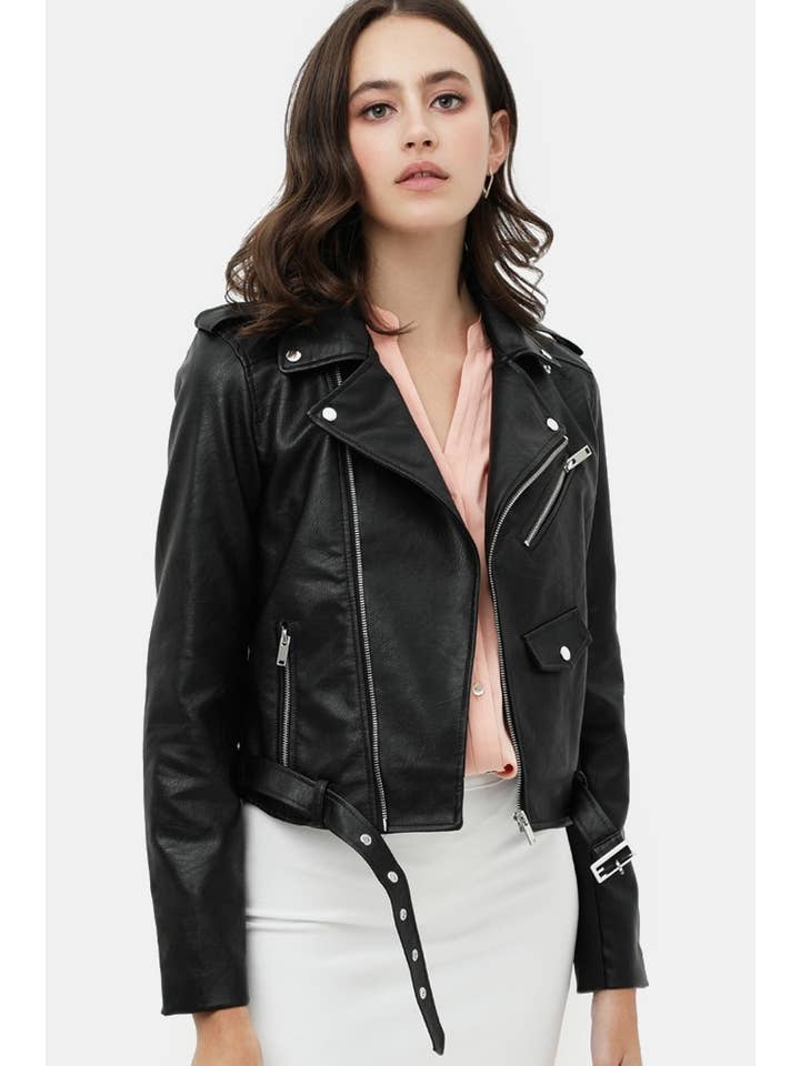 Style Avenue Co. – wholesale Leather jacket – Women′s – Faux Leather Zip Up Biker Jacket
