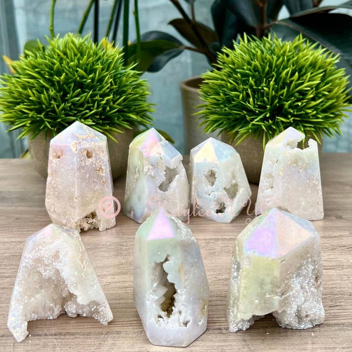 KayleeNYC - Wholesale Spiritual Stone/Crystal - Wholesale Lot 2 Lb Angel Aura White Druzy Quartz Tower Crystal Healing Energy3