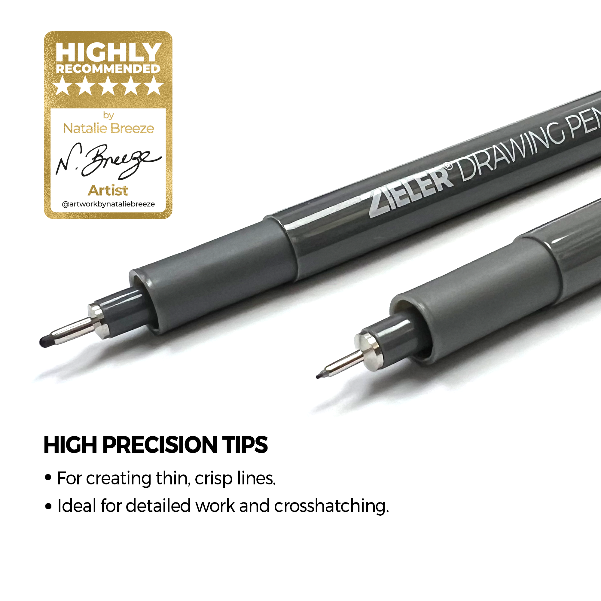 Zieler – wholesale Pen – 12 Fineliner Drawing Pens | Black, Sepia & Grey4