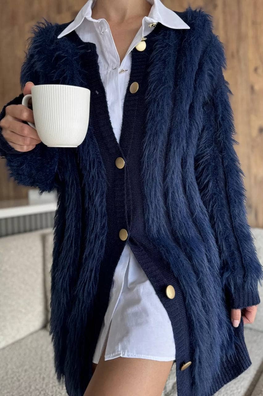 Design company-Fatma Balkir - Wholesale Jacket - Women's - Soft Knitted Jacket ,Oversized Long Shaggy Cardigan
1