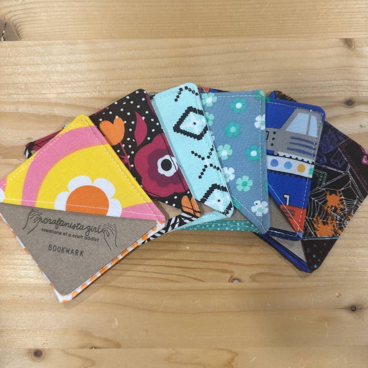 Assorted Patterns Fabric Slide Over Corner Bookmark for wholesale by Craftinista Girl