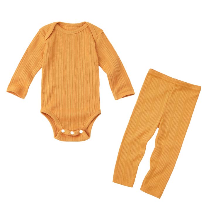 Organic Baby Knit Bodysuit&Pants set - Golden Mustard for wholesale by WithOrganic