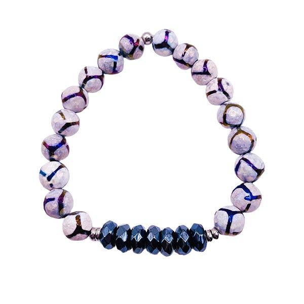 Positivt syfte - Svart agat och tibetansk agatarmband för wholesale av Featherly