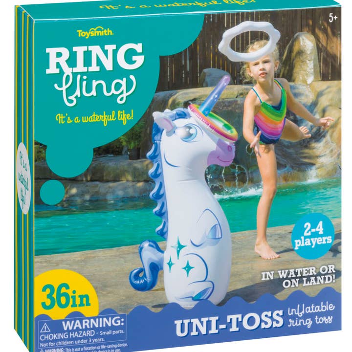 Toysmith - Wholesale Inflatable Toy - Kids & Baby - Unicorn-Toss Inflatable Pool Ring Game, Floatie