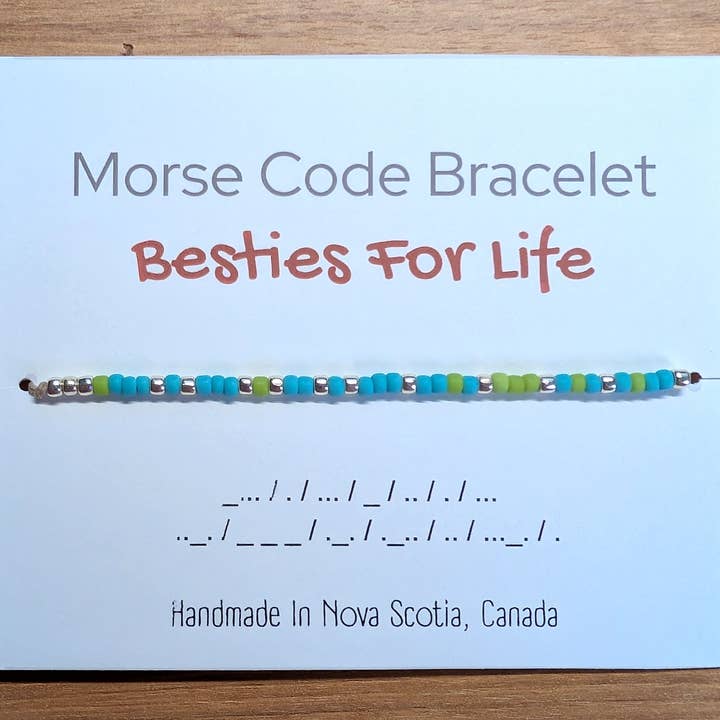 Besties For Life Morse Code – Adjustable Seed Bead Bracelet for wholesale by Harper House Studio