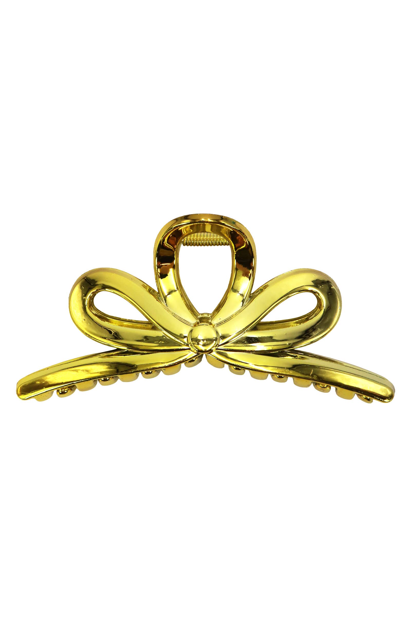 ASSORTED Chrome Metallic Ribbon Bow Wide Hair Claw for wholesale on Faire3