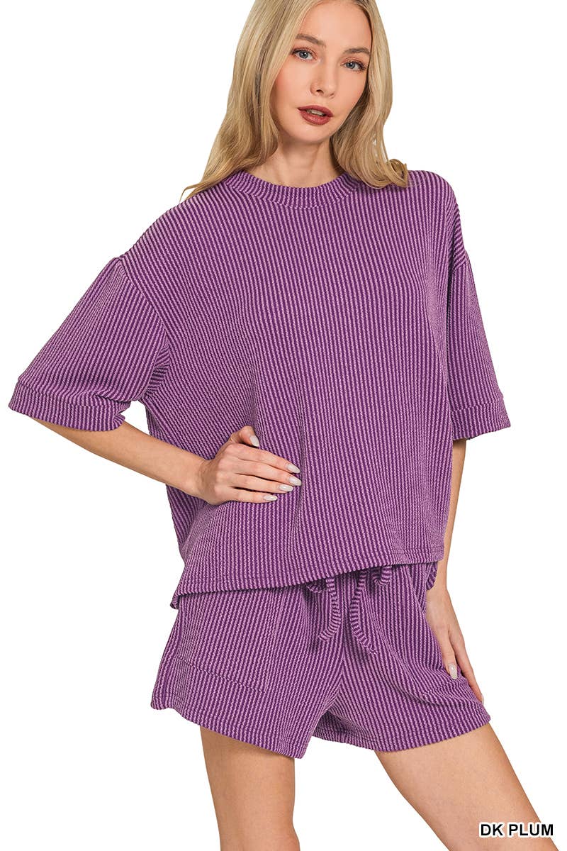 42POPS – Engroshandel Loungesæt - Dame – .Corded Rib T-shirt & Shorts 2-delt Sæt41