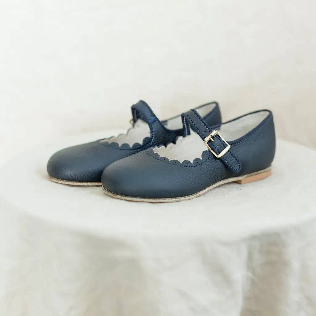 Zimmerman Shoes - Wholesale Flats/Loafers - Kids - Scalloped Mary Jane - Navy3