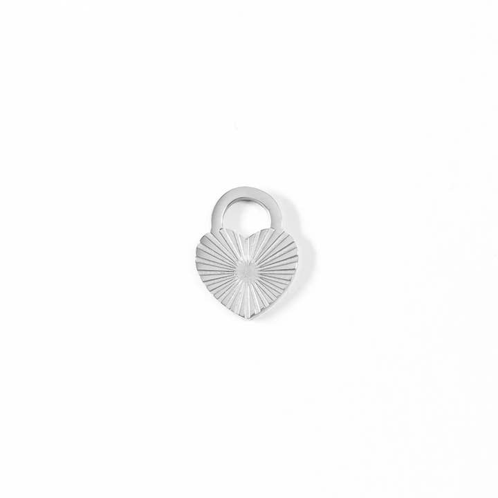 WJW - Wholesale Individual Charm/Pendant - 18K Gold PVD Stainless Steel Sunburst Heart Lock Charm4