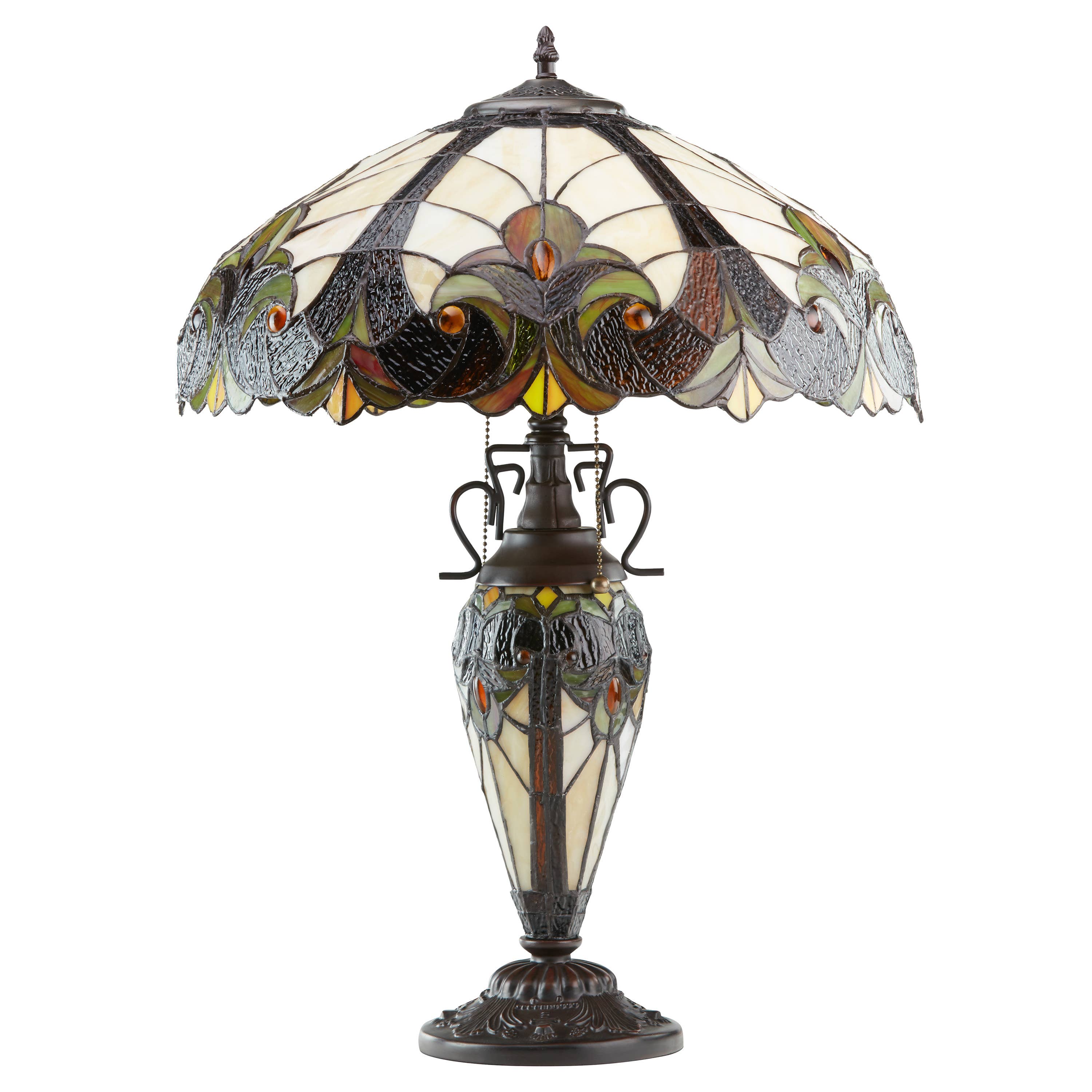River of Goods - Wholesale Accent/Desk Lamp - 24.5"H Halston Amber Double Lit Stained Glass Table Lamp9