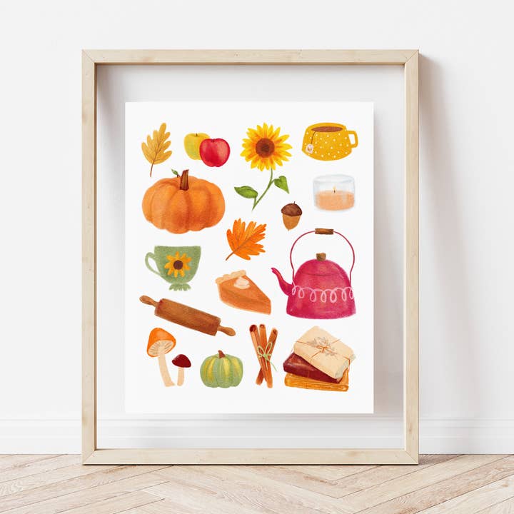 Chalet Fall Art Print, aguarela Outono Decoração de Parede Home por atacado de Cailee Corbett