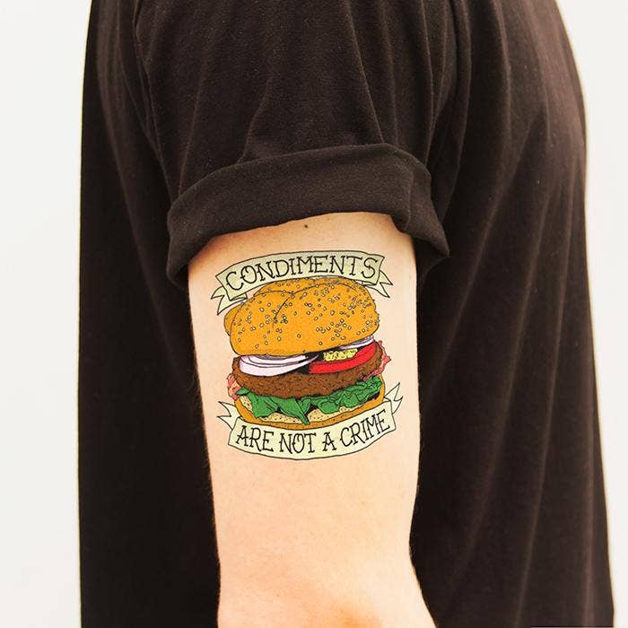 GUILTY BURGER Tattoo (Pack of 2) for wholesale by Tattoonie