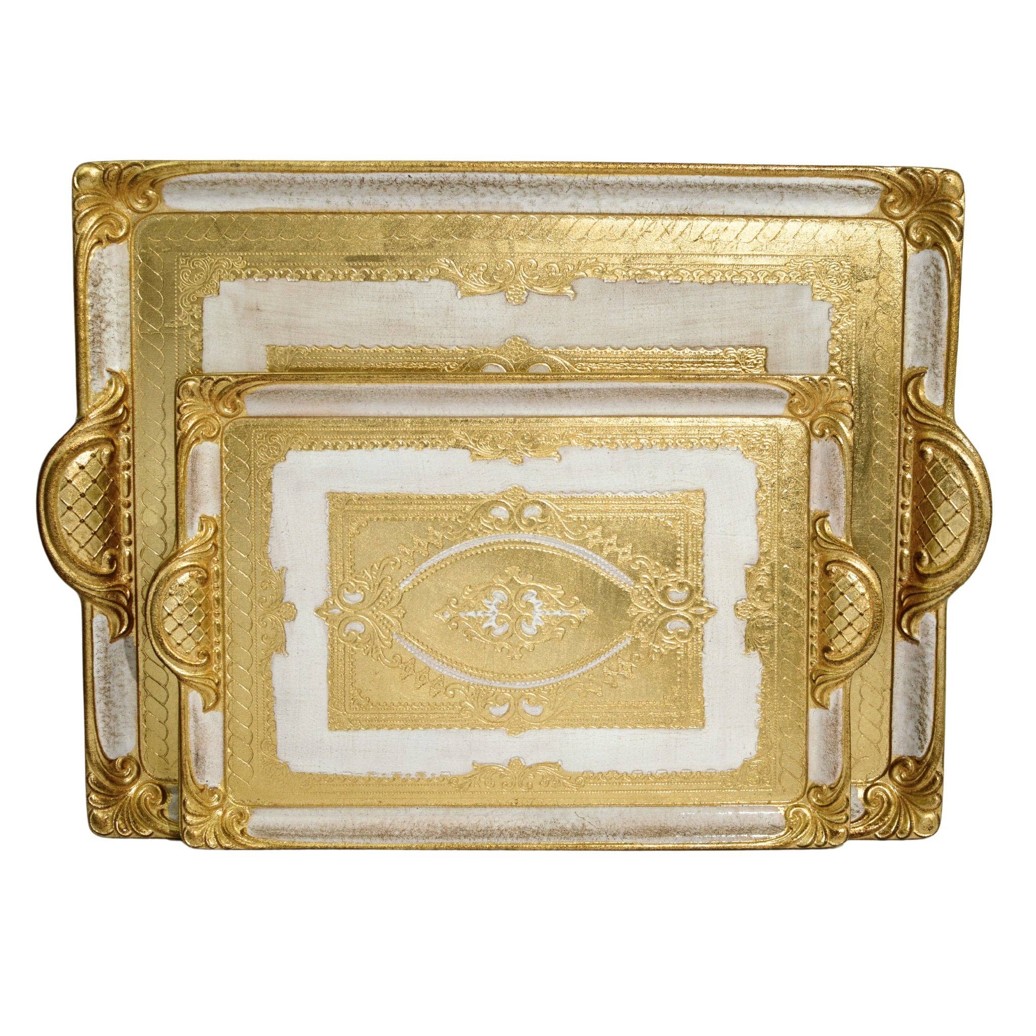Via Graceffo - Wholesale Decorative Tray - Florentine Carved Rectangle Tray with Handles, M or L, Made in Italy10