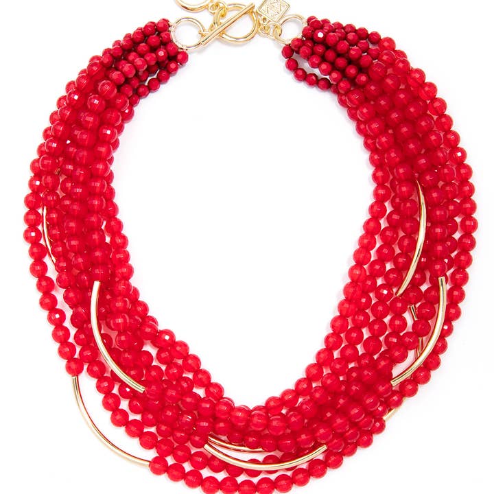 ZENZII Jewelry - Wholesale Bib necklace - Multi Strand Layered Translucent Lucite Beads Necklace5